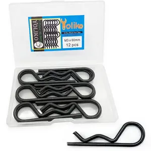 12 Pcs Heavy Duty Hitch Pins Clip R Clips Spring Retaining Wire Hair Pins Cotter Pin Strong Spring Tension Large Carter Pin R Clip Large for Trailer Tractor Mower Carts Truck Black zinc M3x60mm