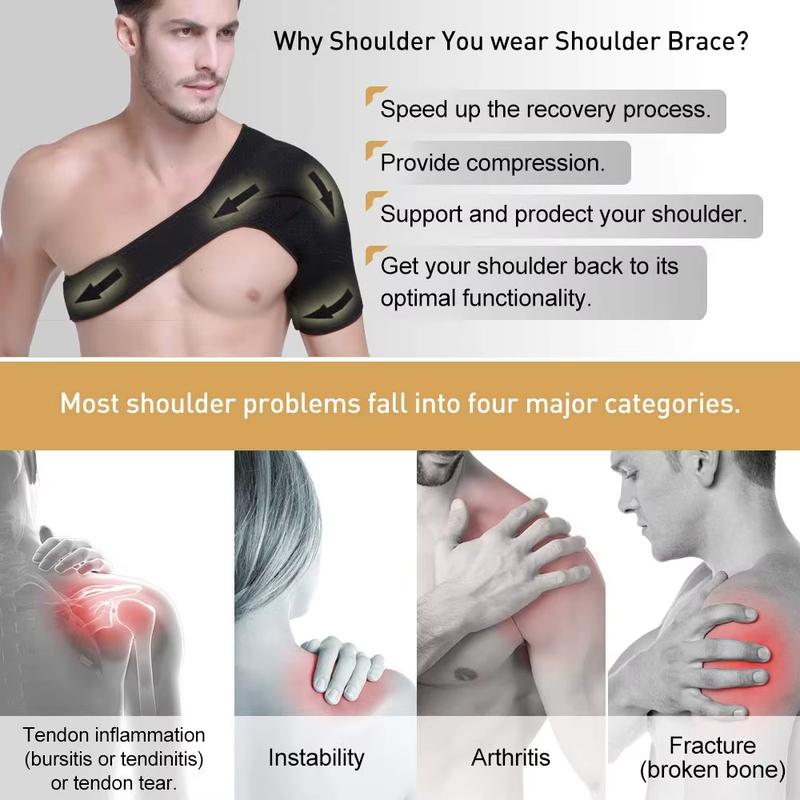 Adjustable Shoulder Support Brace with Compression Pad for Rotator Cuff Relief AC Joint Pain Recovery Left Right Shoulder Injury Stabilizer Adjustable Shoulder Support Brace with Compression Pad for Rotator Cuff Relief AC Joint Pain Recovery Left Right Shoulder Injury Stabilizer
