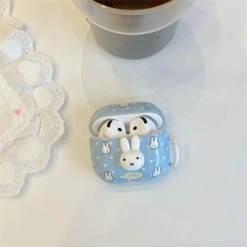Cartoon Three-dimensional Miffy for AirPodsPro3 Earphone Shell Fourth Generation Pro2 Flexible Glue Anti-falling Shell Woman