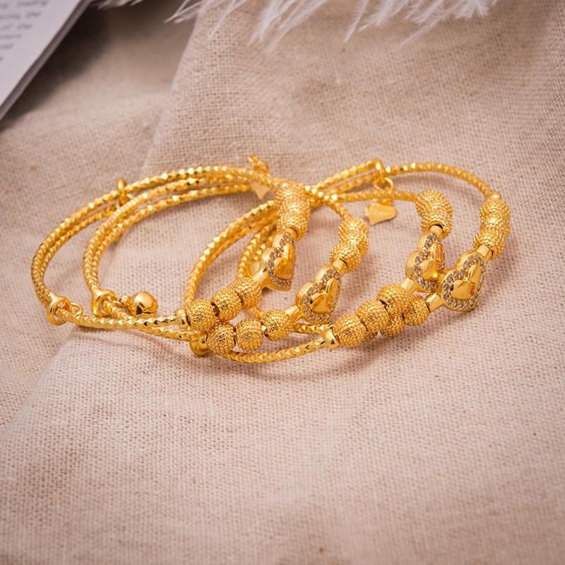 Annayoyo Baby Boys Bangles Gold Color Jewelry Bangles Ethiopian Child Girls  Dubai Bracelet Party wedding Gifts
