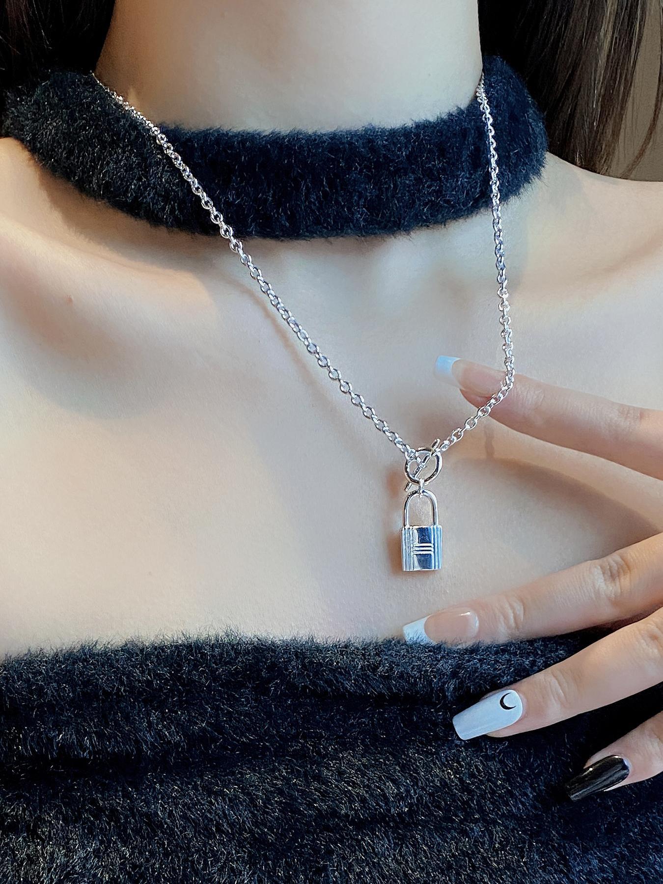 925 Sterling Silver Creative Lock Pendant Necklace, Fashion OT Buckle Necklace for Party Clothing Decor, Trendy All-match & Exquisite Jewelry for Birthday Gift, Stylish Necklace, Accessories for Women, Decoration Necklace