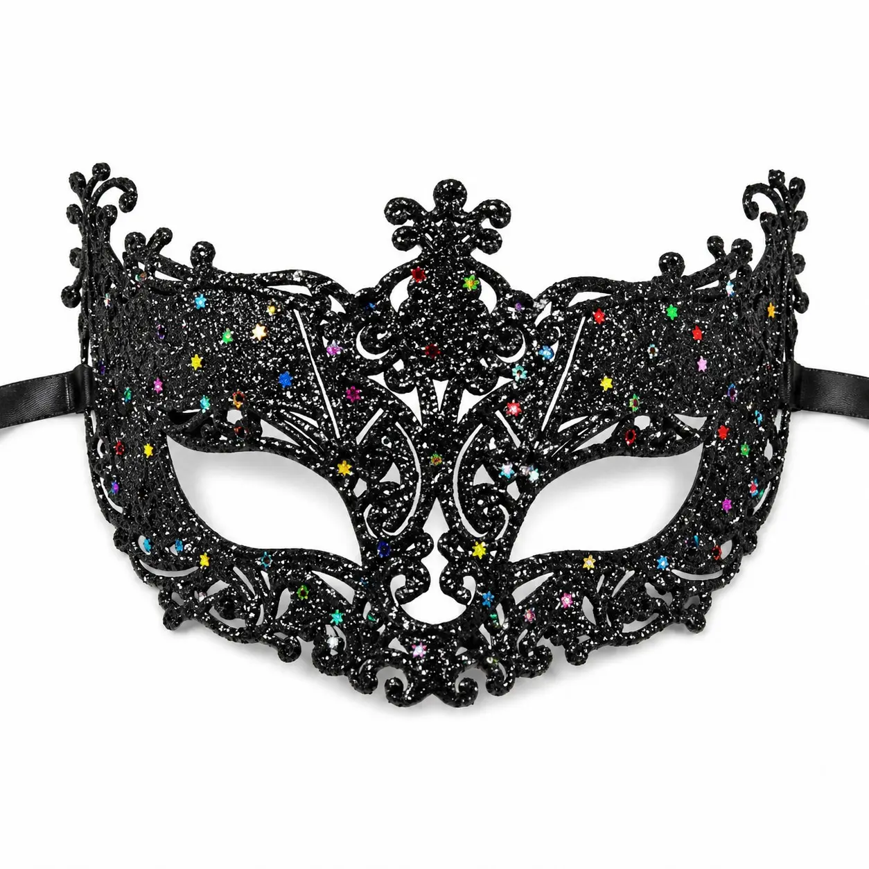 2pcs Women’s Glitter Masquerade Mask, Venetian Eye Mask with Ribbon Tie, Perfect for Halloween Carnival Party Cosplay Costume