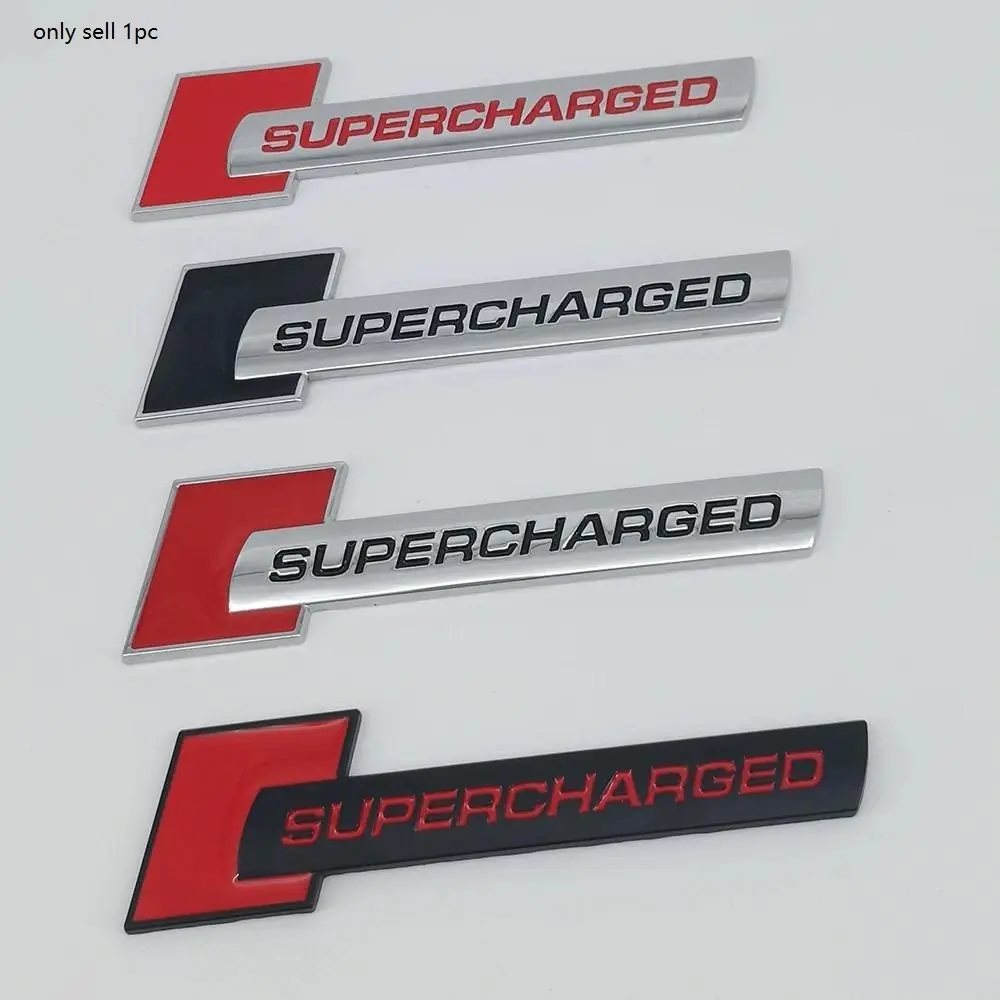 Car Stickers 3D Metal SUPERCHARGED Logo Emblem Badge Rear Trunk Fender Decal Sticker For Audi A3 A5 A7 A8 Q3 Q5 Q7 Accessories