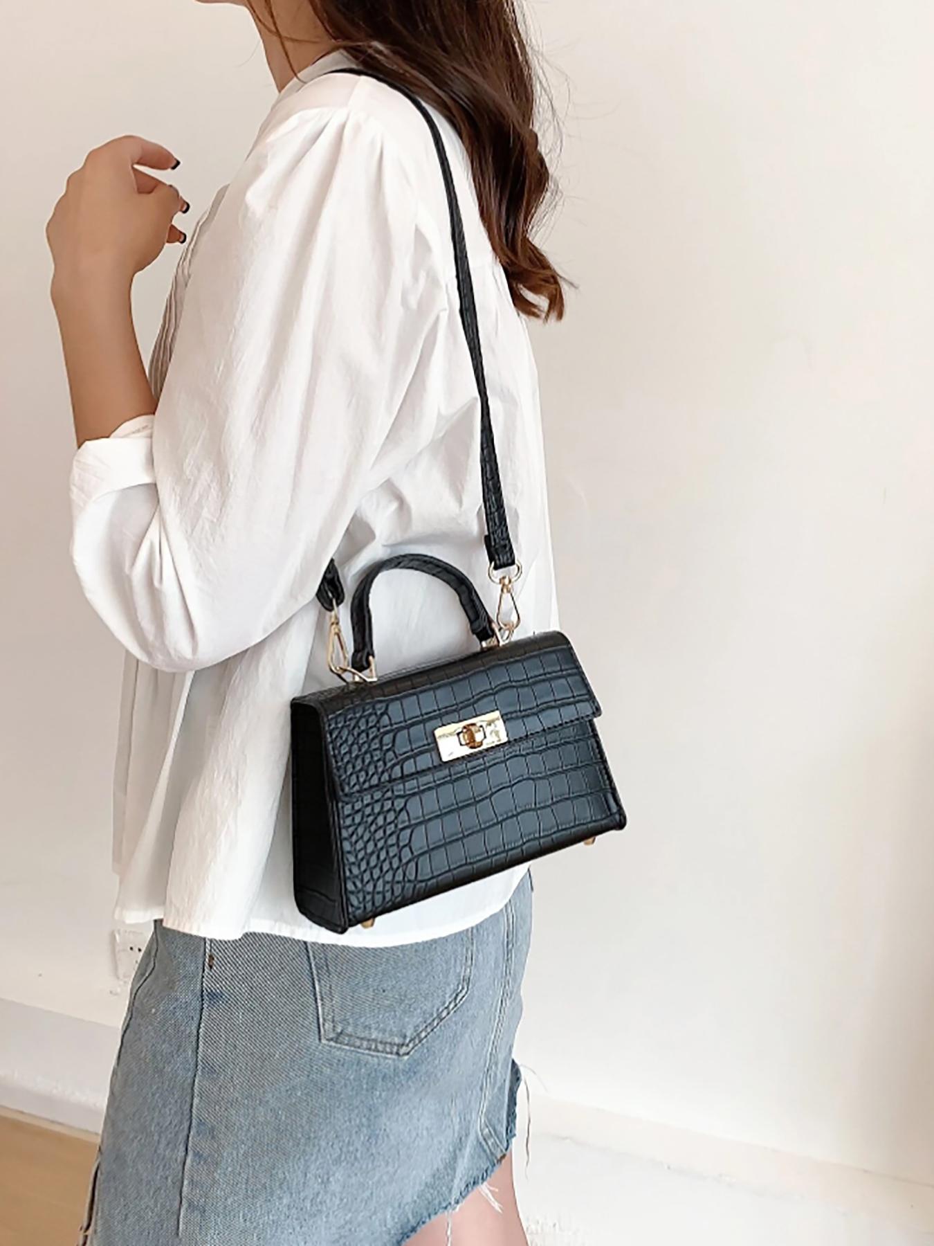 Vintage Mini Crossbody Bag for Women PU Leather Small Top Handle Purse with Removable Chain Strap Dressy Clutch Handbag Convertible crossbody bag