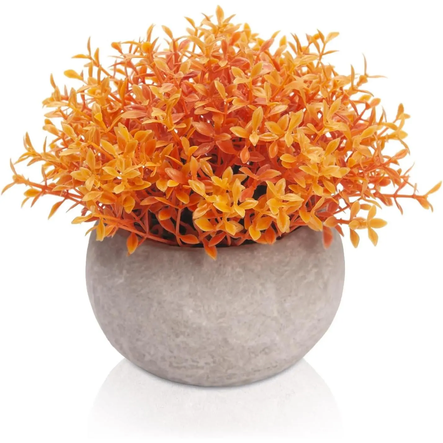 Artificial Boxwood  , Mini Sage Green Potted Boxwood Topiary Artificial  for  Decor Indoor,  House  Office Small Desk Shelf Apartment Coffee Bar(Orange)-1 Pack