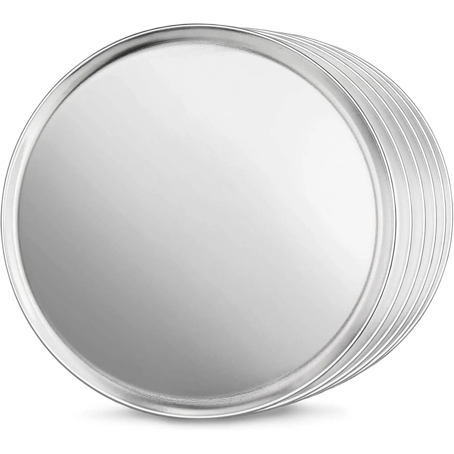 Restaurant-Grade Aluminum Pizza Pan Baking Tray, Coupe Style, 14-Inch, Pack of 6