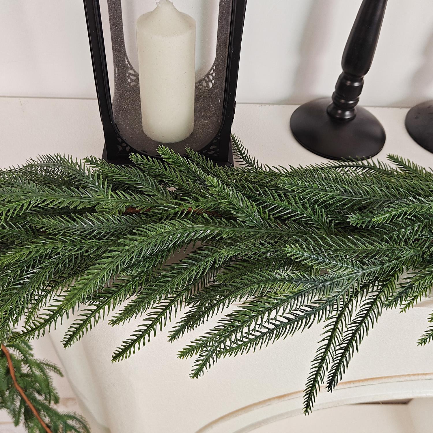 6FT/9FT real touch artificial Norfolk pine wreath, Christmas wreath decoration for home Christmas table, front door, fireplace decoration