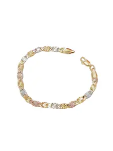Three-tone color-blocked embossed chain bracelet with exquisite flash surface engraving, a luxurious and high-end accessory.