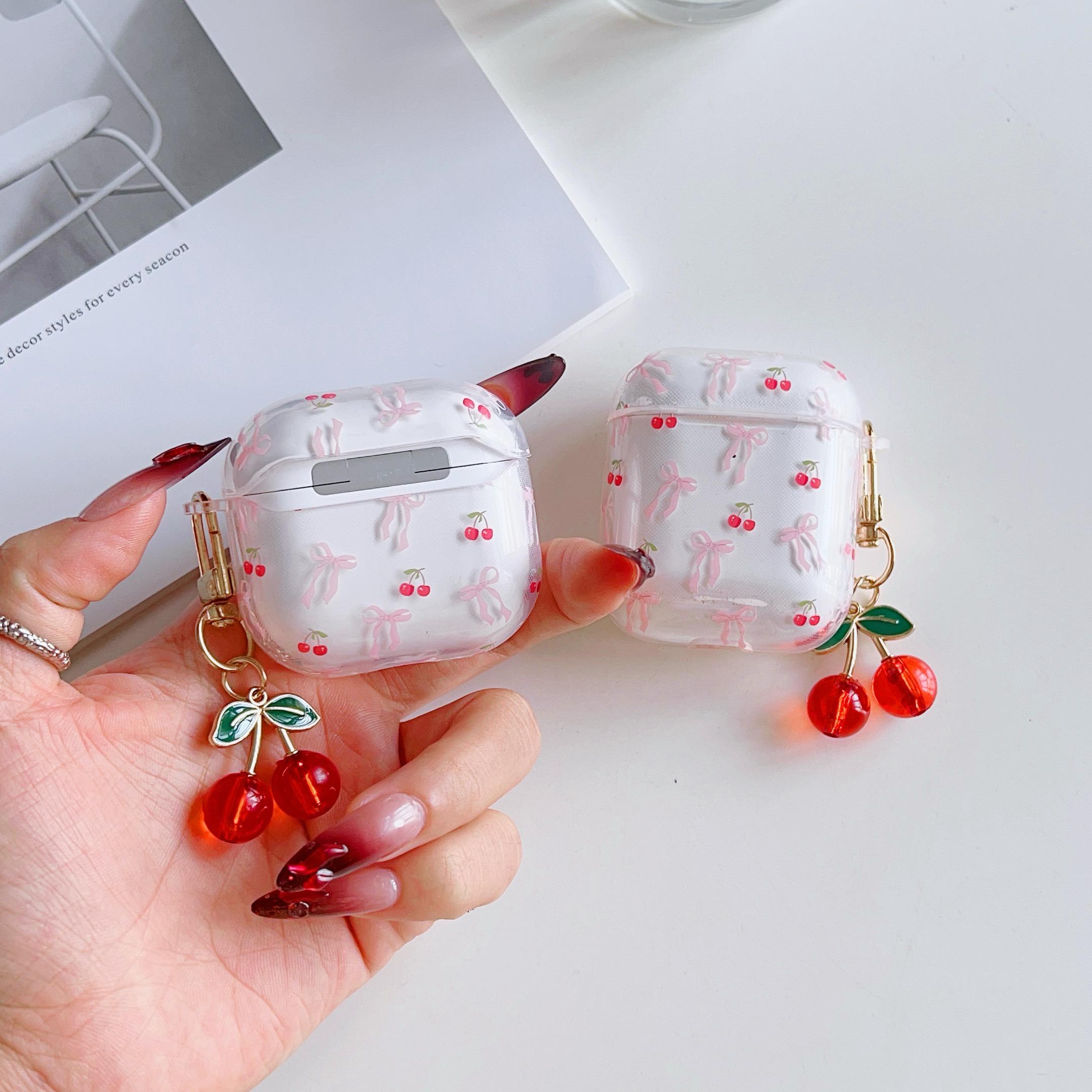 Cherry Pattern Earphone Case – Protective Cover for AirPods, Wireless Charging Compatible, Stylish & Durable for Daily Carrying