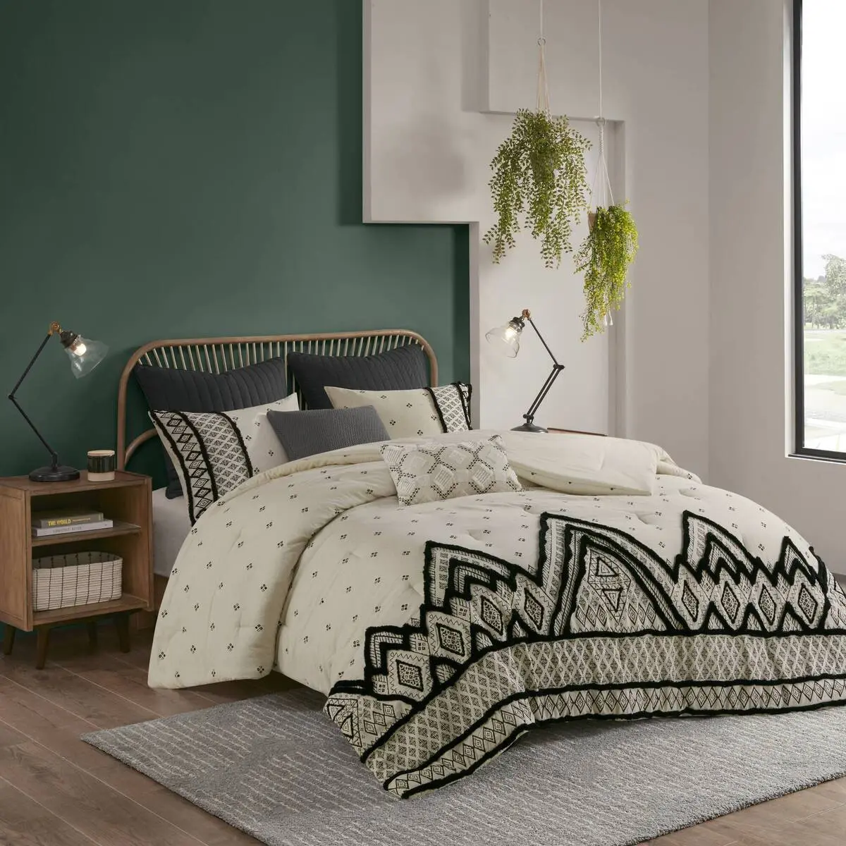 Nokaa 3-Piece Cotton and Flax Linen Blend Comforter Set Queen Size Soft Breathable Bedding for All Seasons Lightweight Duvet Insert with Matching Pillow Shams Modern Boho Home Decor