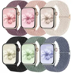 6-Pack Braided Stretchy Nylon Sport Watch Bands, Elastic Adjustable Soft Wearable Accessories, Universal Fit 38mm-49mm Smart Watches, Breathable Replacement Straps for Daily & Sports Use