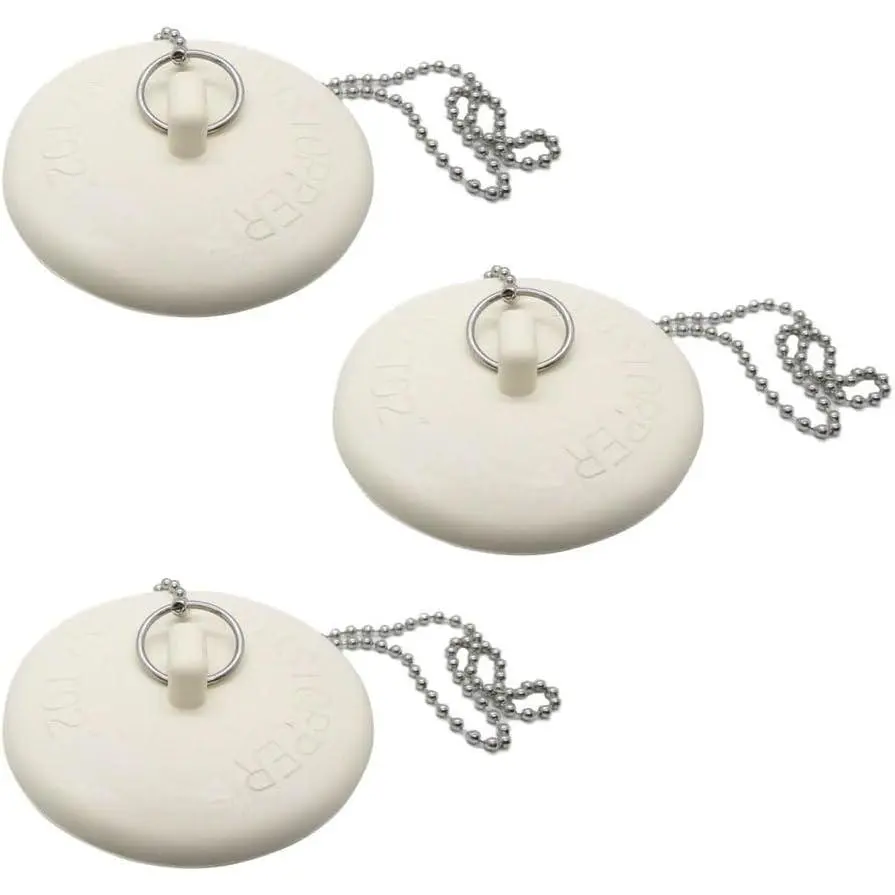 Tub Stopper with Chain (3 Pack) - Rubber Drain Cover - Drain Stopper for Kitchen, Bathtub, Shower, Sink & Laundry for 1 1/2 inch to 2 inch Drains,