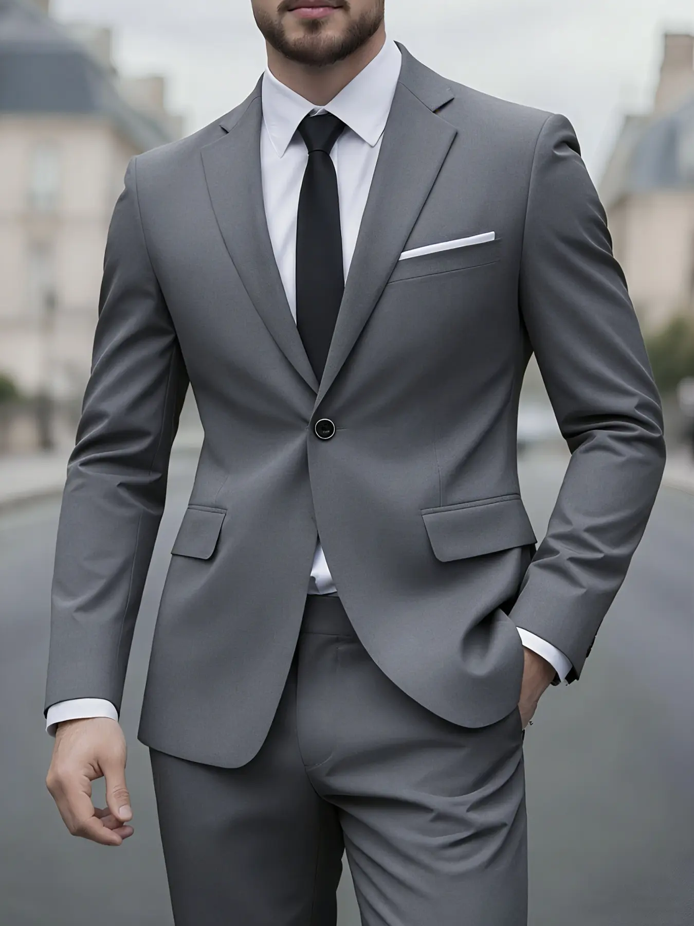 Men's Business Wear Suit 2pcs Set, Modern Gentleman Jacket And Pants, Ideal for Wedding, Party, Banquet And Formal Wear
