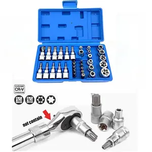 34 Pcs/box Special Socket Wrench Set, Star-Shaped Sockets, Home Repair Tools, Auto Repair Tools, Metal Material, Adjustable Design, Socket Wrench Kit
