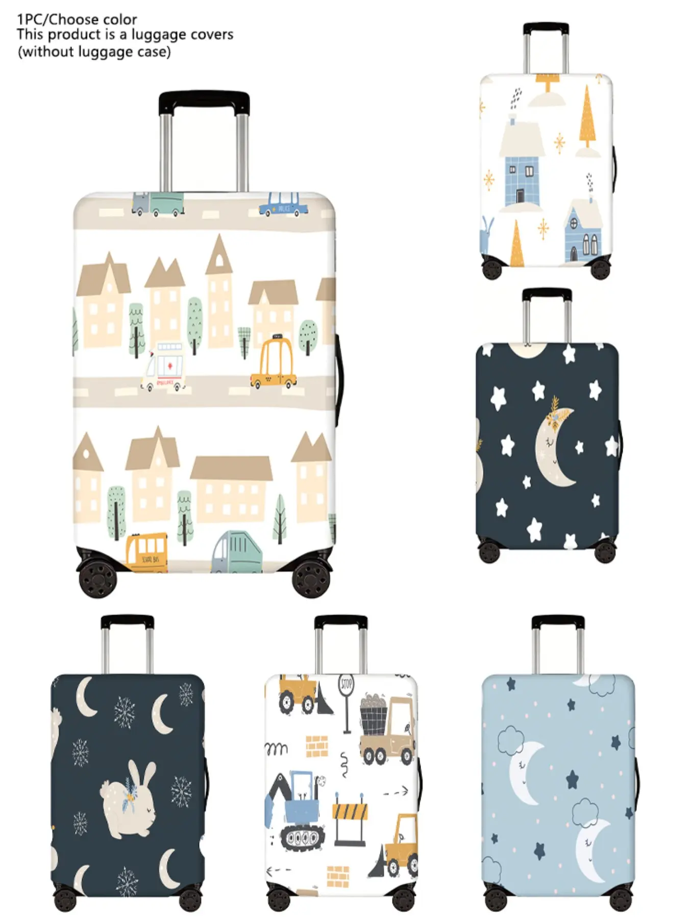 Cute Monster Cartoon Luggage Protector, Thick Dust Cover, Durable Elastic Material, Fits 18-32 Inch Luggage, Travel Essential Accessory