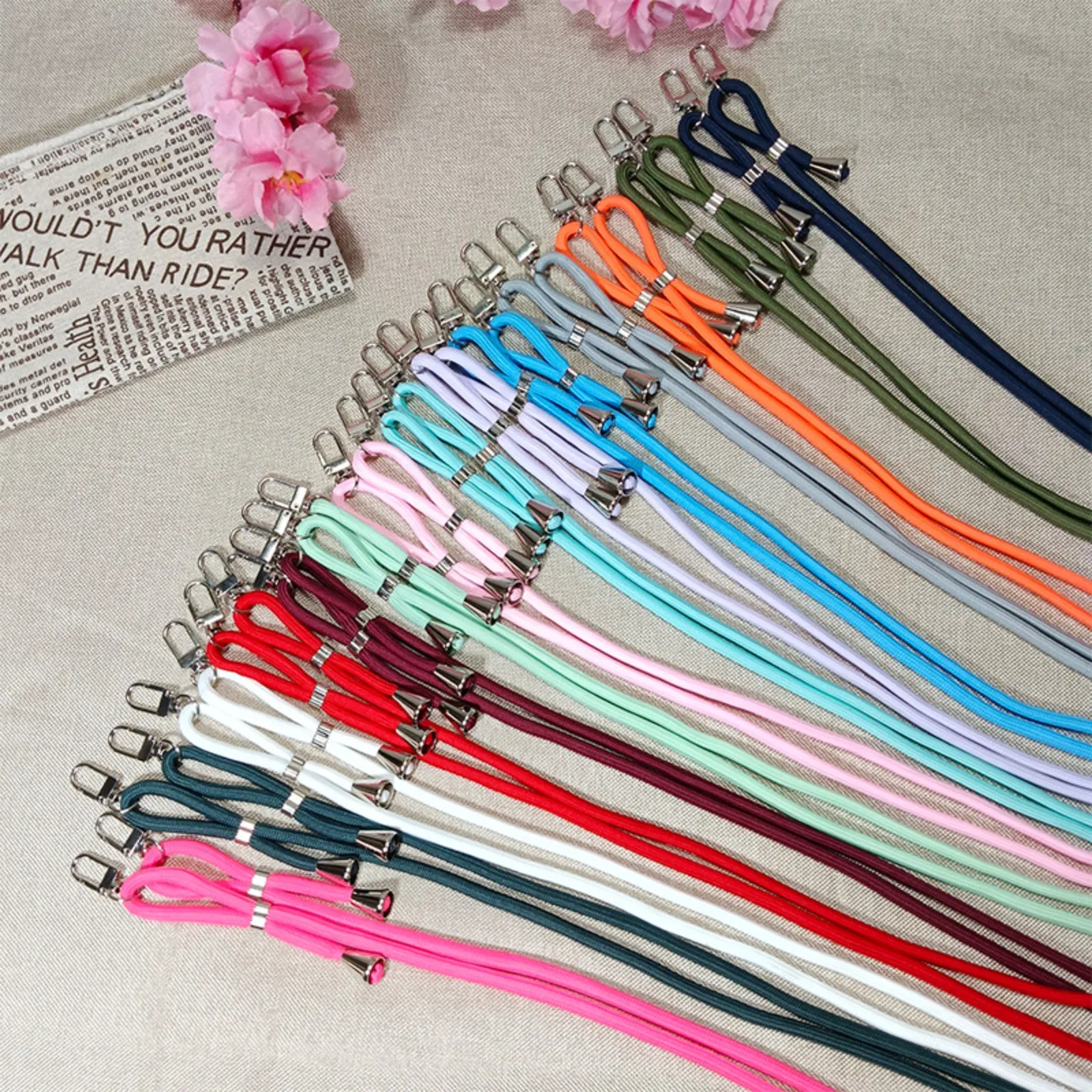 Multi Solid Color Thin Nylon Wrist Lanyard, Mini Short Hand Strap with Square Metal Clip, Lightweight Anti-Lost Utility Cord for Keys Phone Case Water Bottle Plush Doll Daily Shopping School Outdoor Carry