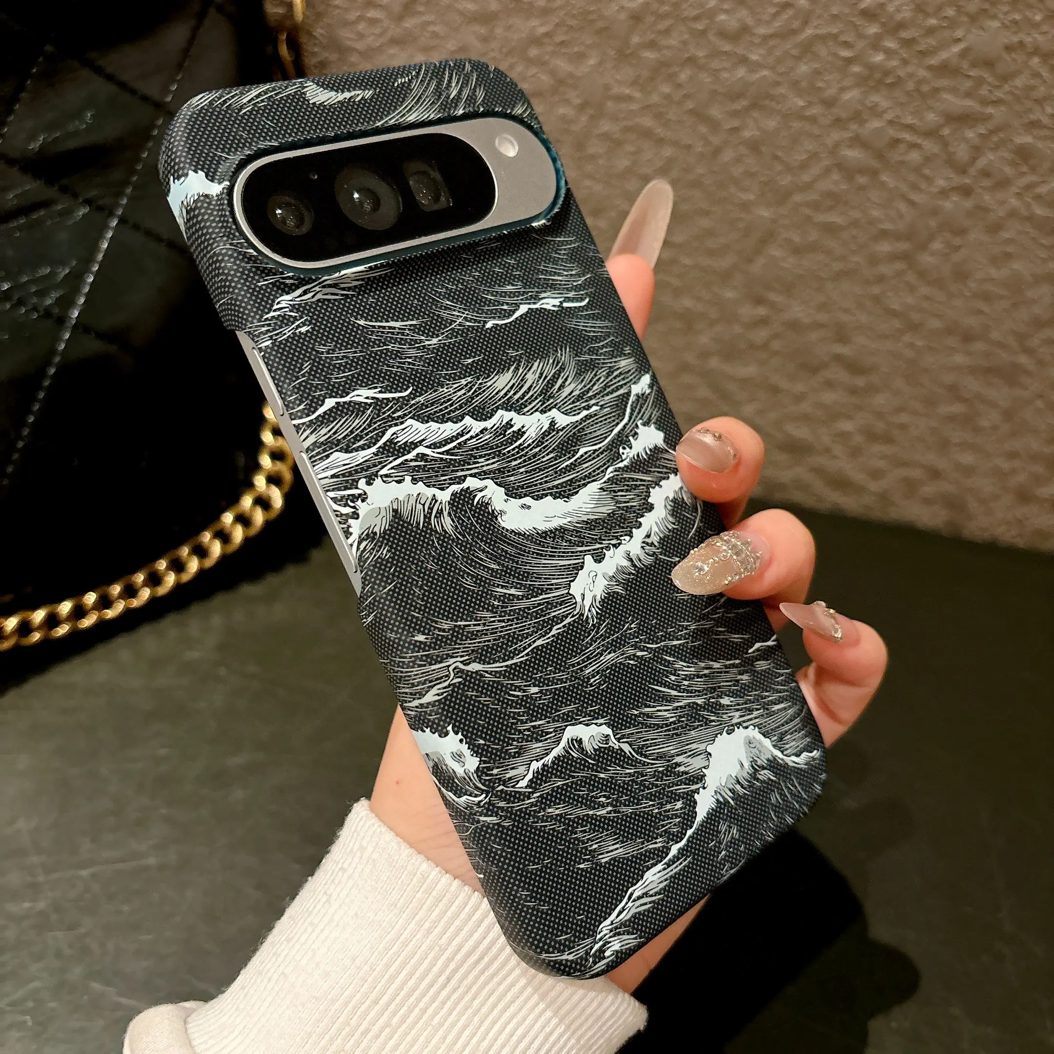 Google Pixel 9/10 Pro Xl Case, Protective Phone Cover, Magnetic Wave Pattern, Carbon Fiber Texture, Unisex, Compatible with Models 10a, 9/8/7