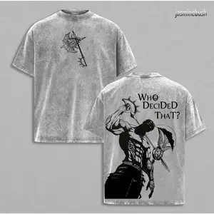 Seven Deadly Sins Escanor Oversized Tee - "Who Decided That" Pride Sin Retro Graphic Heavy Cotton Unisex Anime Streetwear Gift For Fans