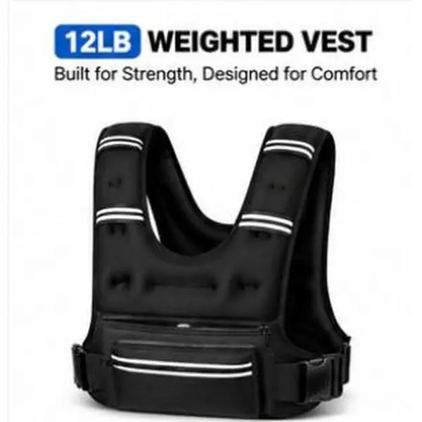 Adjustable Weight Vest for Men and Women (8/12/16 lbs) -- Reflective strip design, multi-pocket design, suitable for running, walking, strength training, and full-body workouts, durable and breathable training vest, Weighted Vest, Reflective Strips For Lo