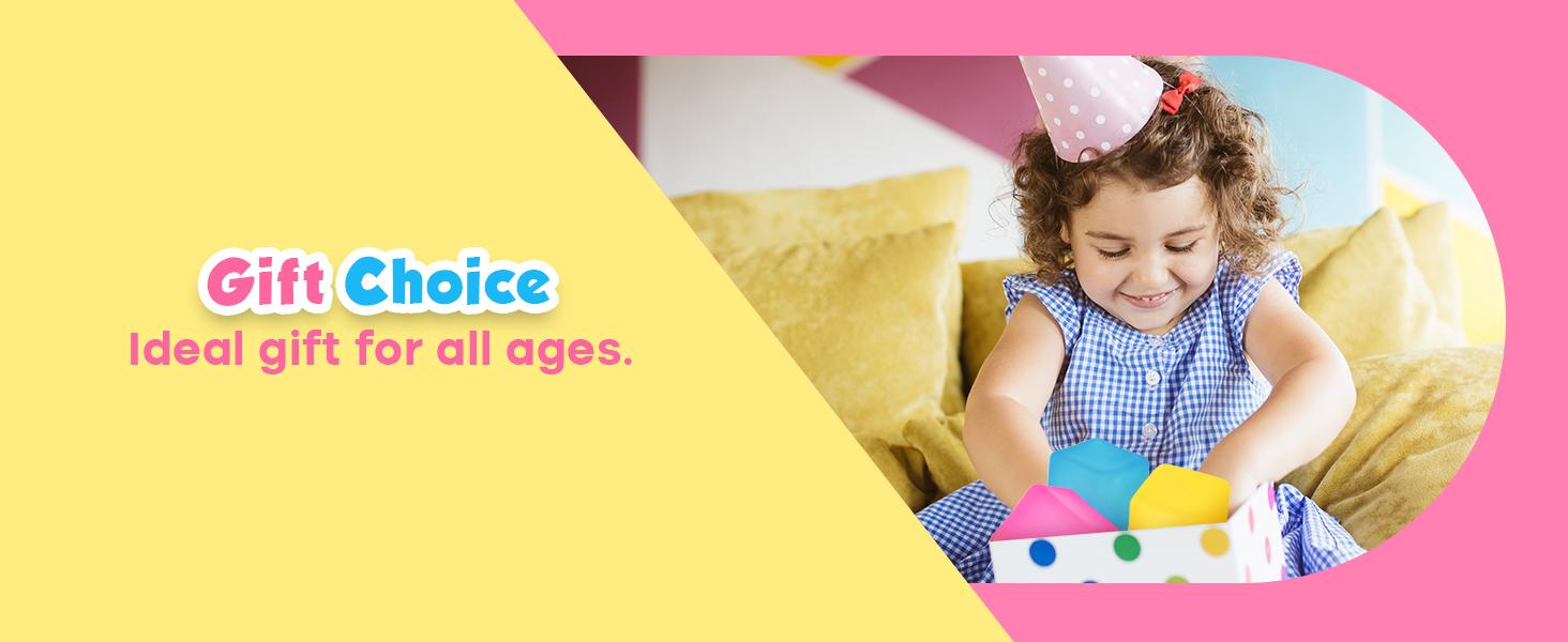 Fidget Toys Stress Cube 3 Pack: High Density Gel Filled Sensory Toys, 2.1" Cube, Anxiety Relief Squishy Fidget Toys, Stress Balls for Adults Kids Children Teens, Fidgets for Classroom