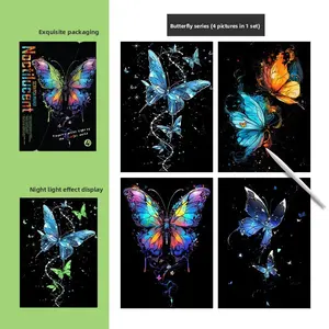 A set of 5 luminous colorful scratch art sheets with exquisite patterns. Made of high-quality A4 sand art paper, it delivers a dual visual experience of glowing effects and vivid colors. It is an ideal choice to relax yourself and enjoy holiday fun.