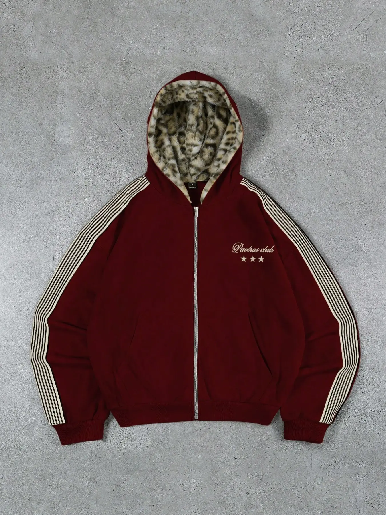 Men's Street Style Hooded Sweatshirt, Vintage Trendy Knit Open Front, Faux Fur Leopard Print, Luxury Brand Logo, Gift Idea