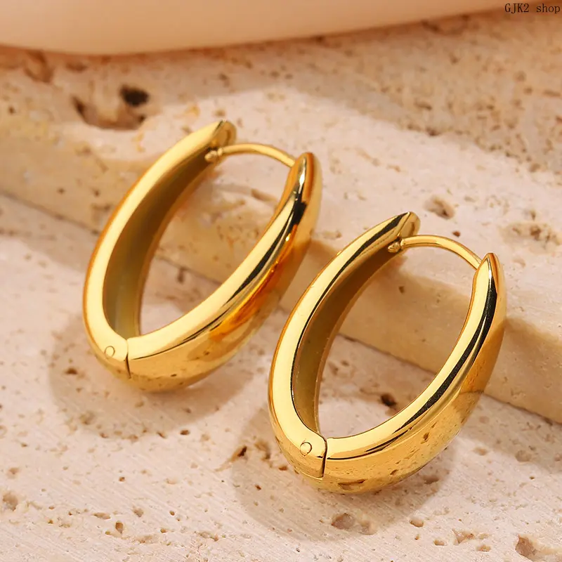 Chunky Curved Hoop Earrings, Unisex Stainless Steel Wide Hoops, Minimalist Huggies with a Tarnish-Resistant Click-Lock Clasp, Minimalist Chic, Curved Shape