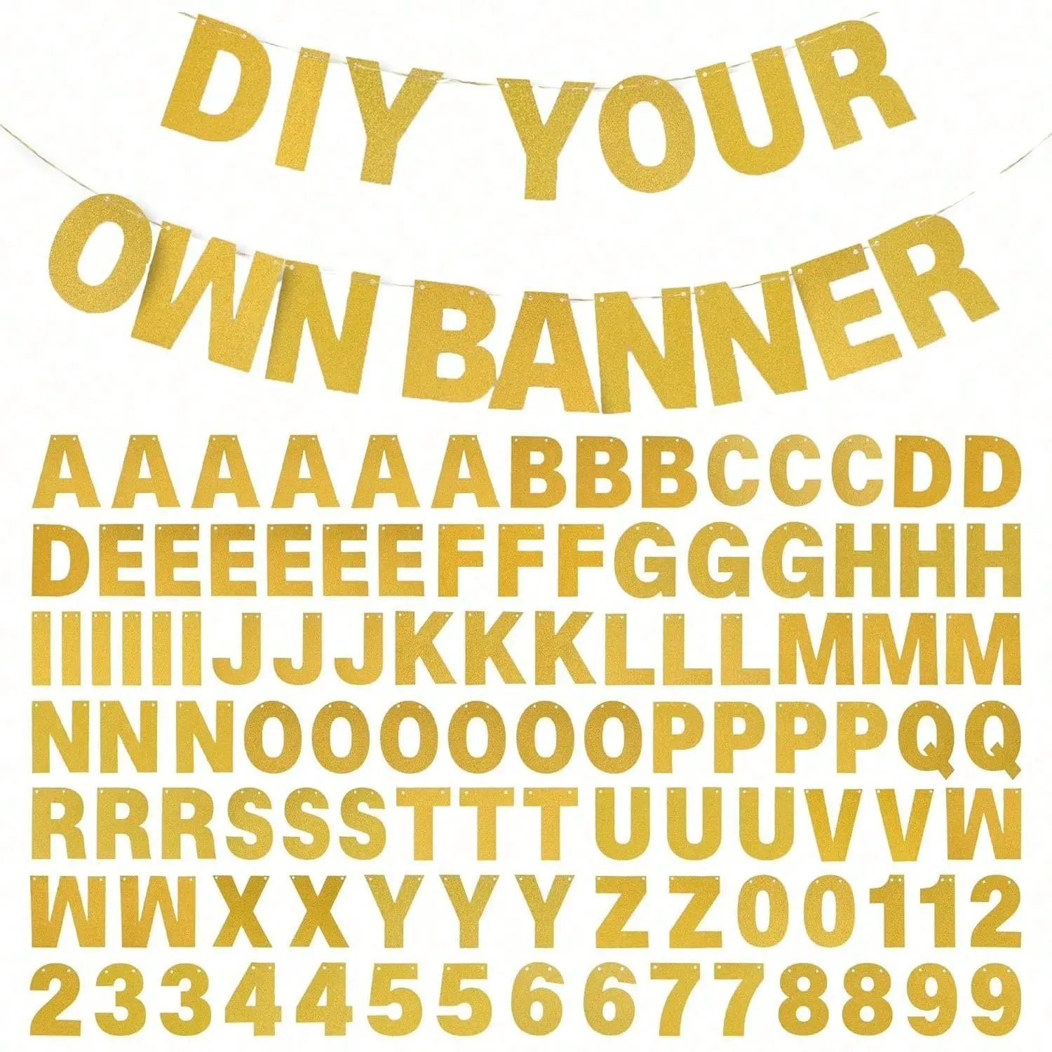 Glitter DIY Custom Letter Banner Set with 26 Letters & Numbers, Reusable Personalized Hanging Party Garland, Multi-scene Decor for Birthday, Graduation Party Decorations, Wedding, Bachelorette & New Year Party Supplies