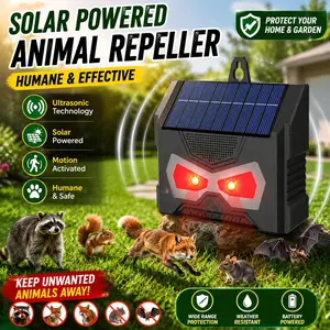 Solar-Powered Smart Ultrasonic Pest Repellents, LED Variable Frequency Animal Deterrent, Repels Mice, Mosquitoes, Flies, Dogs & Cats Safe, Mosquito Repellent, Fly Repellent