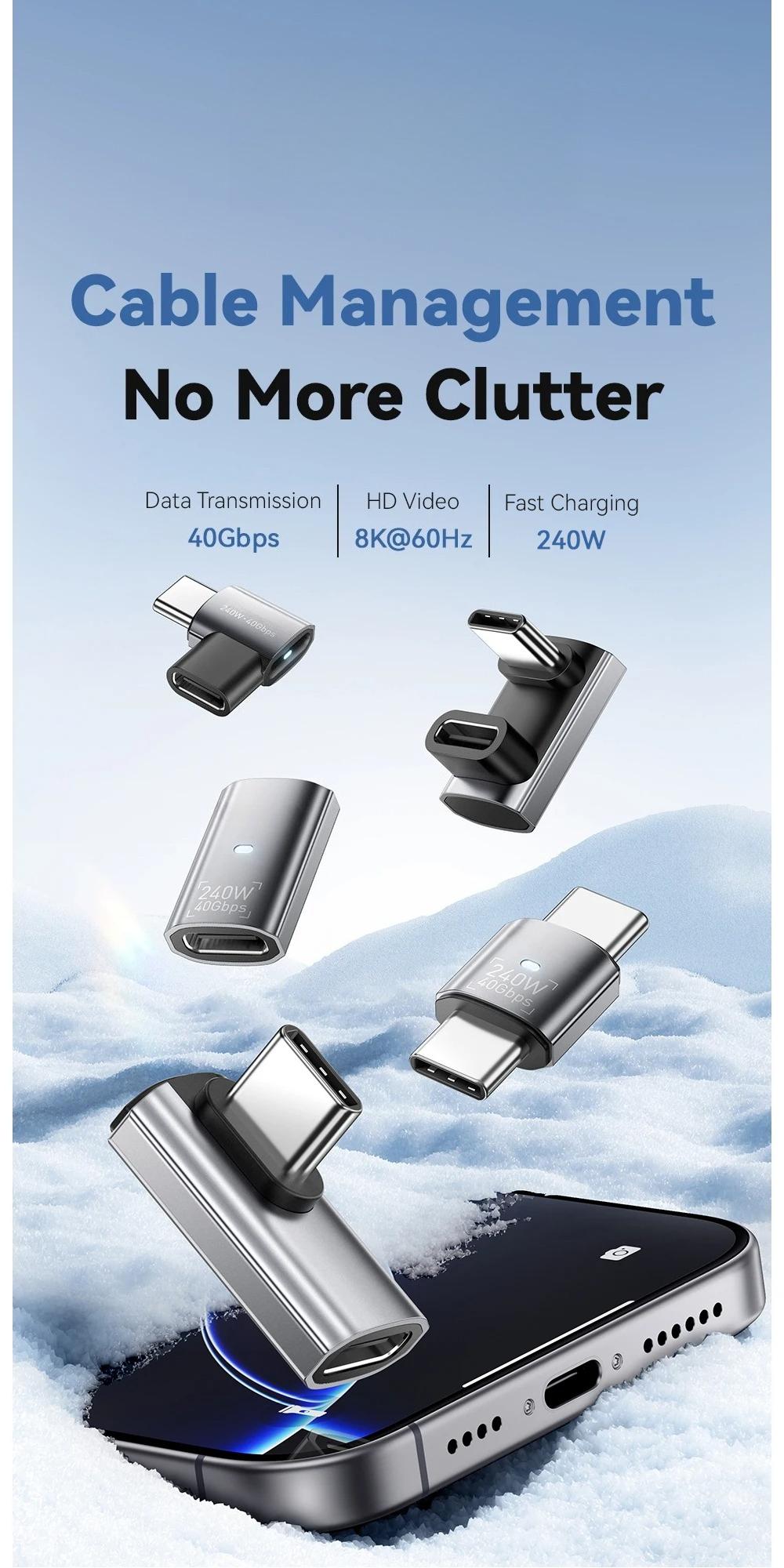 USB OTG Adapter Fast Charging Converter 90 Degree USB Type C Data Adapter