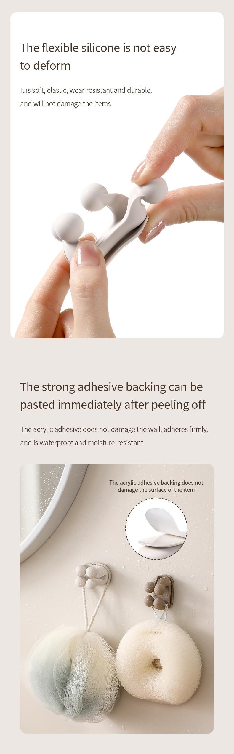 FaSoLa multi-purpose no-nail, traceless hook, multifunctional wall and kitchen hook, universal silicone hook for office use