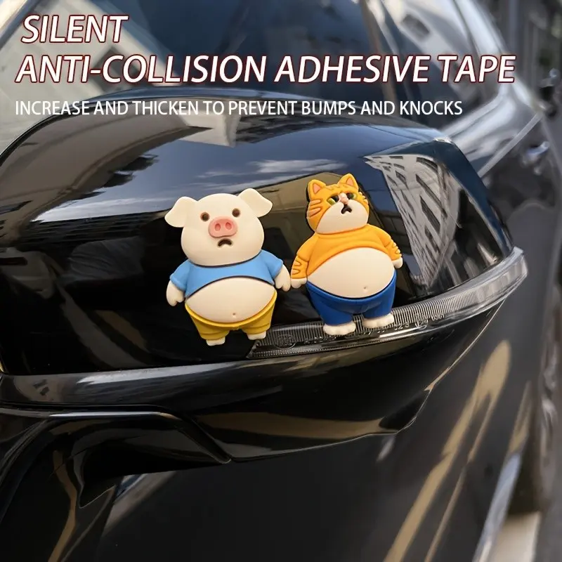 New Cartoon Fat Animal Car Scratch Guard Stickers, Dashboard Decor Sticker, Car Door Protection, Soft PVC Material, Cute Design, Suitable for Sedans, Funny Car Stickers