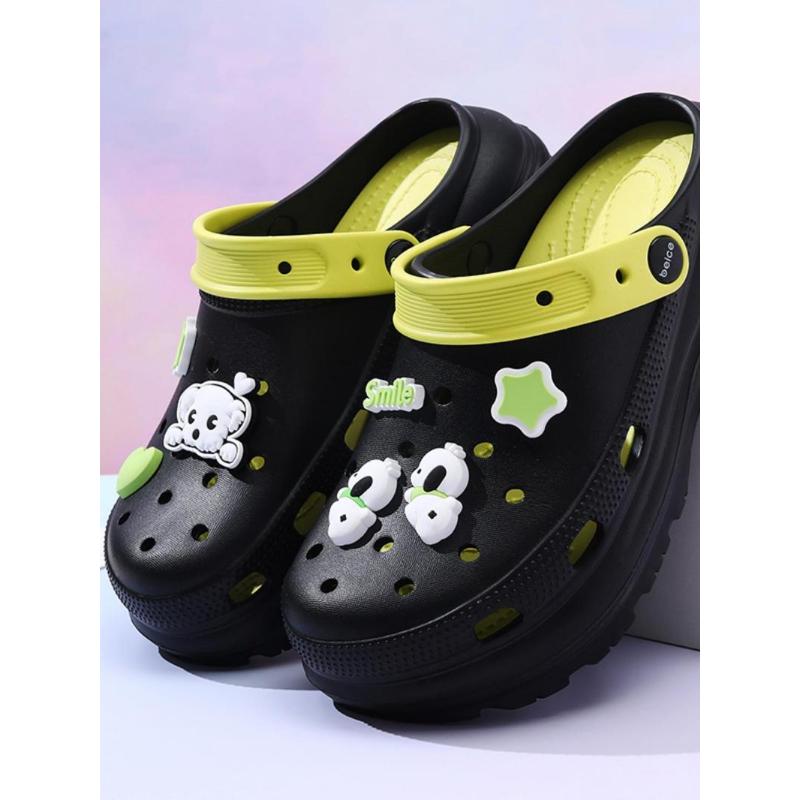 (New)Women's Pink Cute Cartoon Decorated Clogs, Thick Bottom Slippers, Casual Comfortable Non-slip Clogs for Indoor Outdoor Wear, Ladies Slippers, Lightweight Slipper, Summer Comfy Clogs for Daily Wear, Walking Shoes