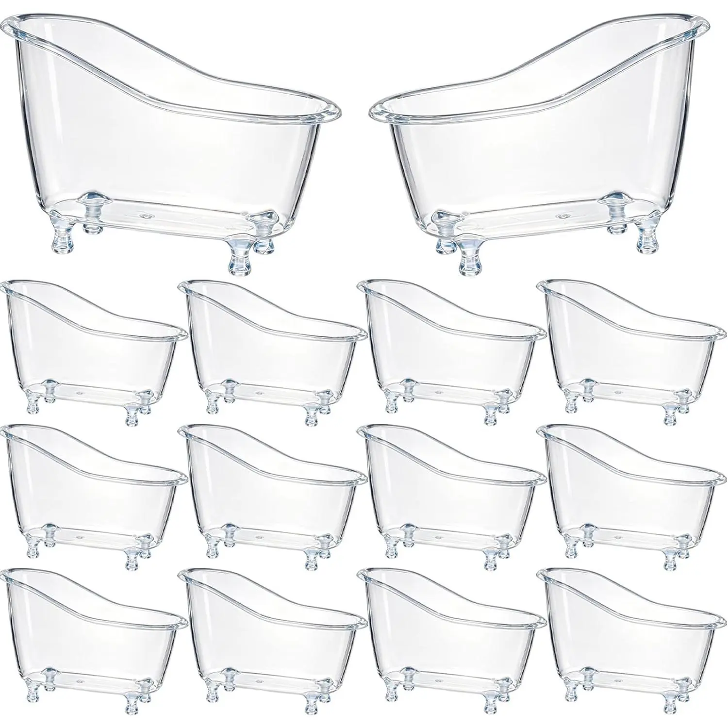 Yungyan 12 Pcs Clear Mini Plastic Bathtub Containers Sundries Storage Box Bathtub Soap Dish Small Desktop Storage Jewelry Makeup Organizer Container for Home Bathroom Kitchen Organization Decor