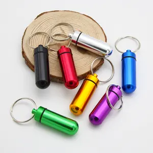 6 Pcs Portable Aluminum Pill Case Keychain – Mini Waterproof Metal Pill Holder Container, Travel Medicine Storage Bottle for Daily Use