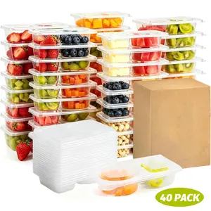 20Pcs 40Pcs Double Compartment Snack Containers with Lids Reusable Leak-Proof Dipping Containers Lightweight Stackable Storage Boxes For Camping Travel