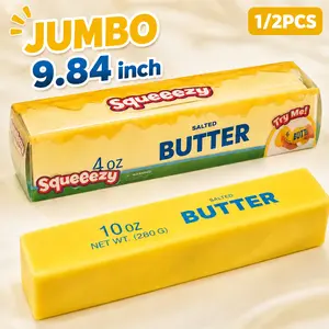Jumbo Butter Squishy Toy, 14oz Big Butter Stick Slow Rising Stress Relief Squeeze Toy, Soft Food Squishy Sensory Fidget Toy for Teens Adults, Party Favors Gifts 9.84inch