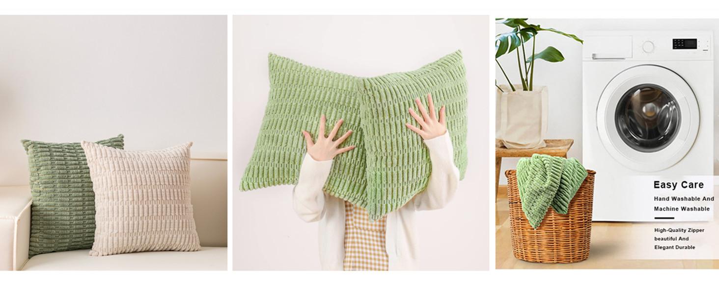 Pack of 2 Corduroy Decorative Throw Pillow Covers 18x18 InchSoft Boho Striped Pillow Covers Farmhouse Home for Sofa Living Room Couch Bed(Sage Green) Pack of 2 Corduroy Decorative Throw Pillow Covers 18x18 InchSoft Boho Striped Pillow Covers Farmhouse Home for Sofa Living Room Couch Bed(Sage Green)