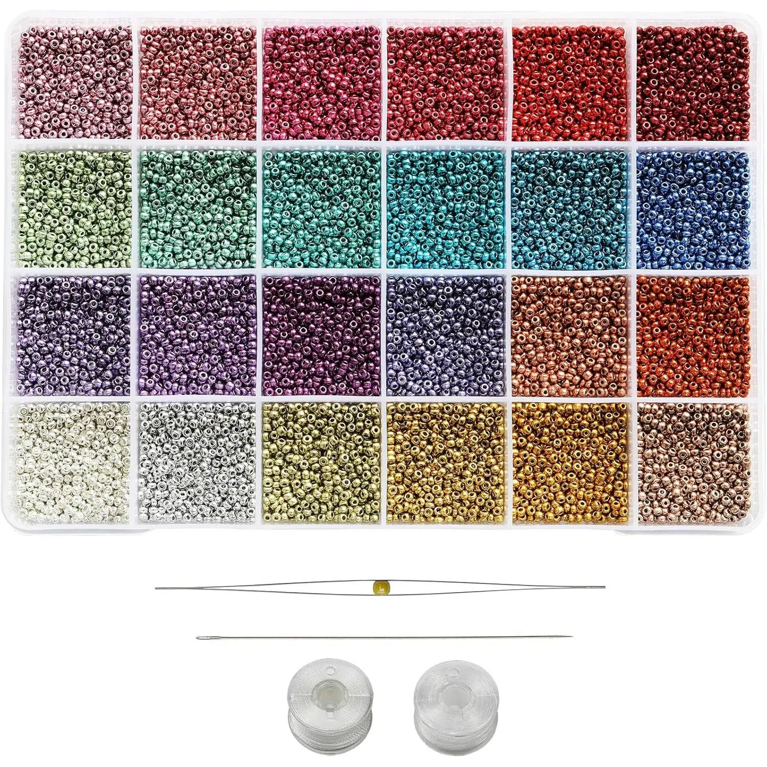 Size 11/0 Seed Beads 24 Colors About 14400 count in Box, Small Craft Seed Beads for Making Earring  (600pcs/Color,24 Colors)