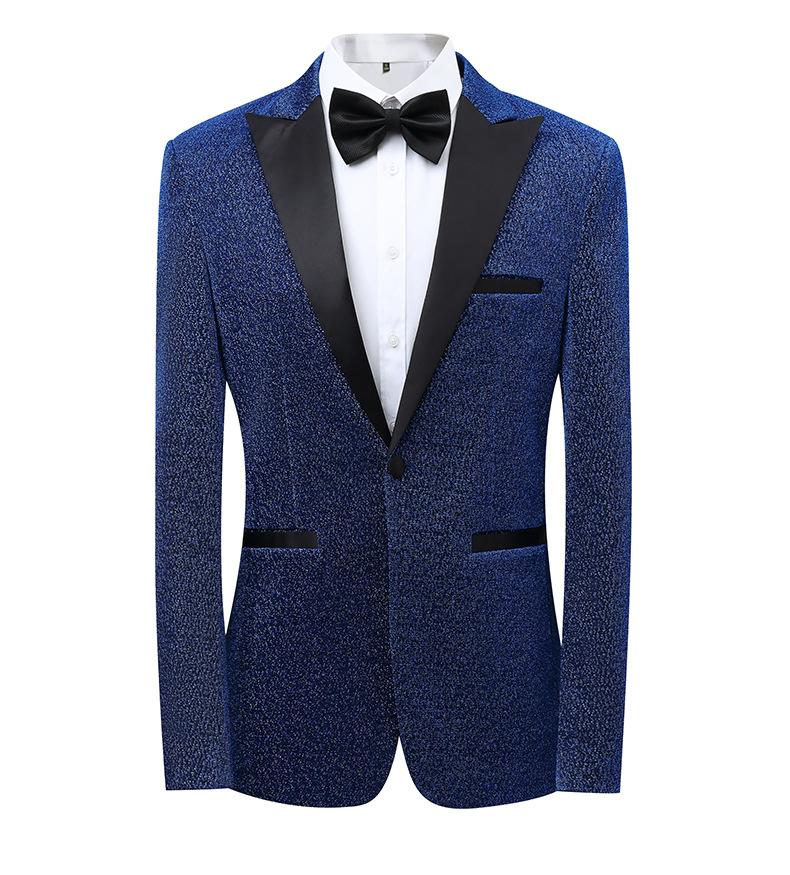 Men's Slim Fit 3-Piece Color Block Suit  Notch Lapel Light Business Groom Wedding Tuxedo, Center Vent