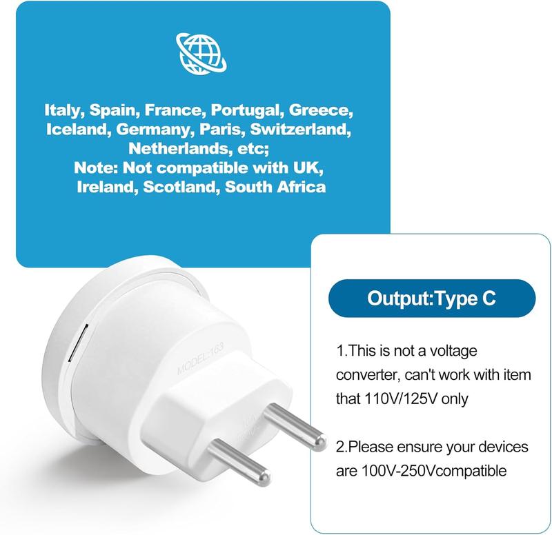 European Travel Plug Adapter, Type C International Power Adaptor to Spain France Portugal Iceland , Vocation Essentials 3-Packs European Travel Plug Adapter, Type C International Power Adaptor to Spain France Portugal Iceland , Vocation Essentials 3-Packs