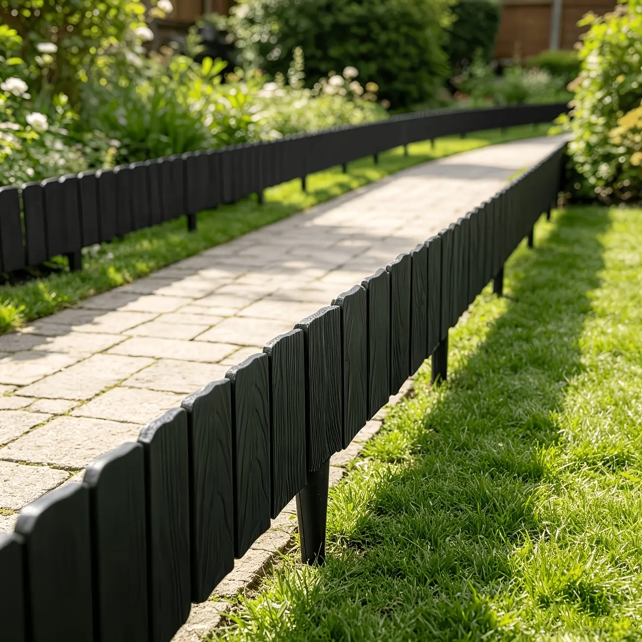 High-Quality 8-Piece Stone Texture Garden Fence, Plastic Planter Stand, Outdoor Courtyard Decor, DIY Easy Installation, Holiday Garden Decoration