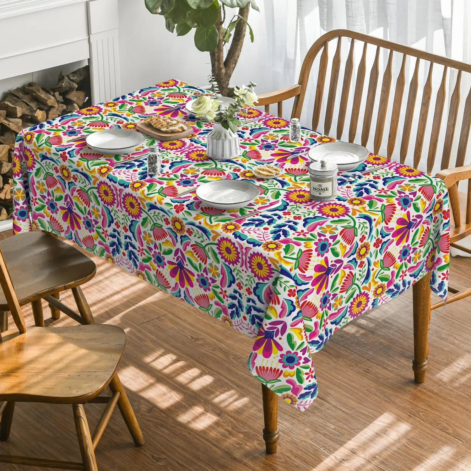 Mexican Tablecloth, Rectangular, Halloween Party Picnic Dinner Decor, Seasonal Tablecloth, Home Desktop Decoration