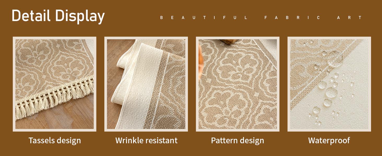 Table 63 Inches,Waterproof Boho with Tassel,for Coffee Table