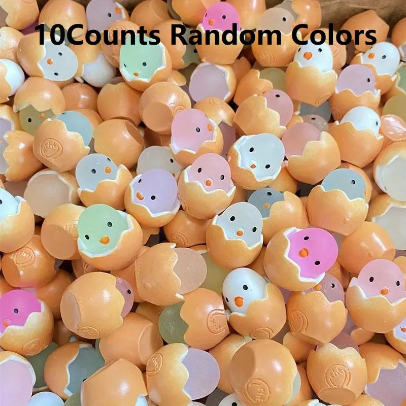 Glow-In-The-Dark Eggshell Chick Toys, Set of 10 Cute Resin Eggs, DIY Jewelry Accessories, Car Decorations, Kids Surprise Gifts
