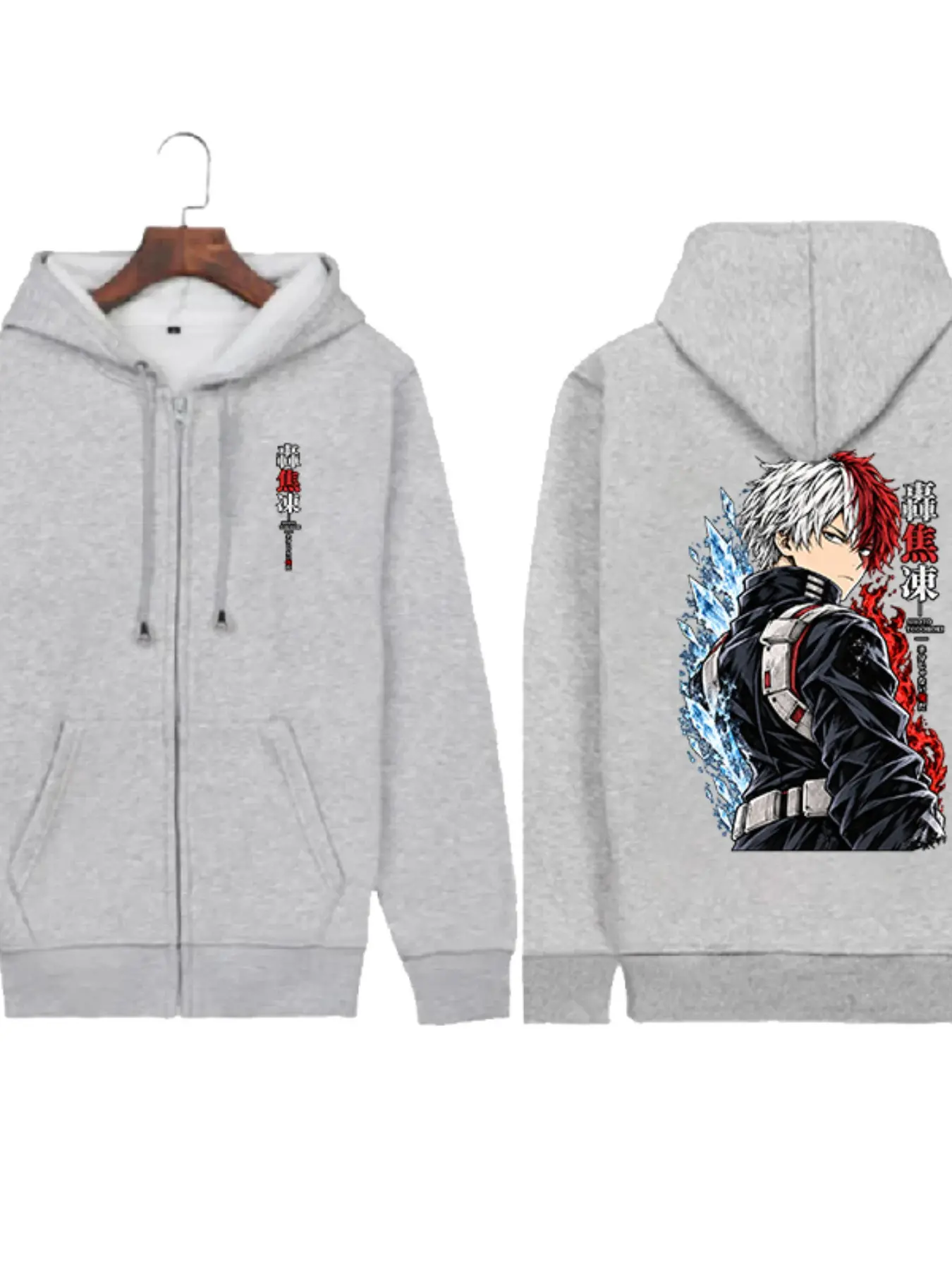 My Hero Academia Dabi Zip Hooded Sweatshirt, Retro Anime Graphic Aesthetic, Adjustable Hood, Roomy Side Pockets, Loose Fit Cut, Great For Anime Enthusiasts For Gathering, Shopping And Comic Event
