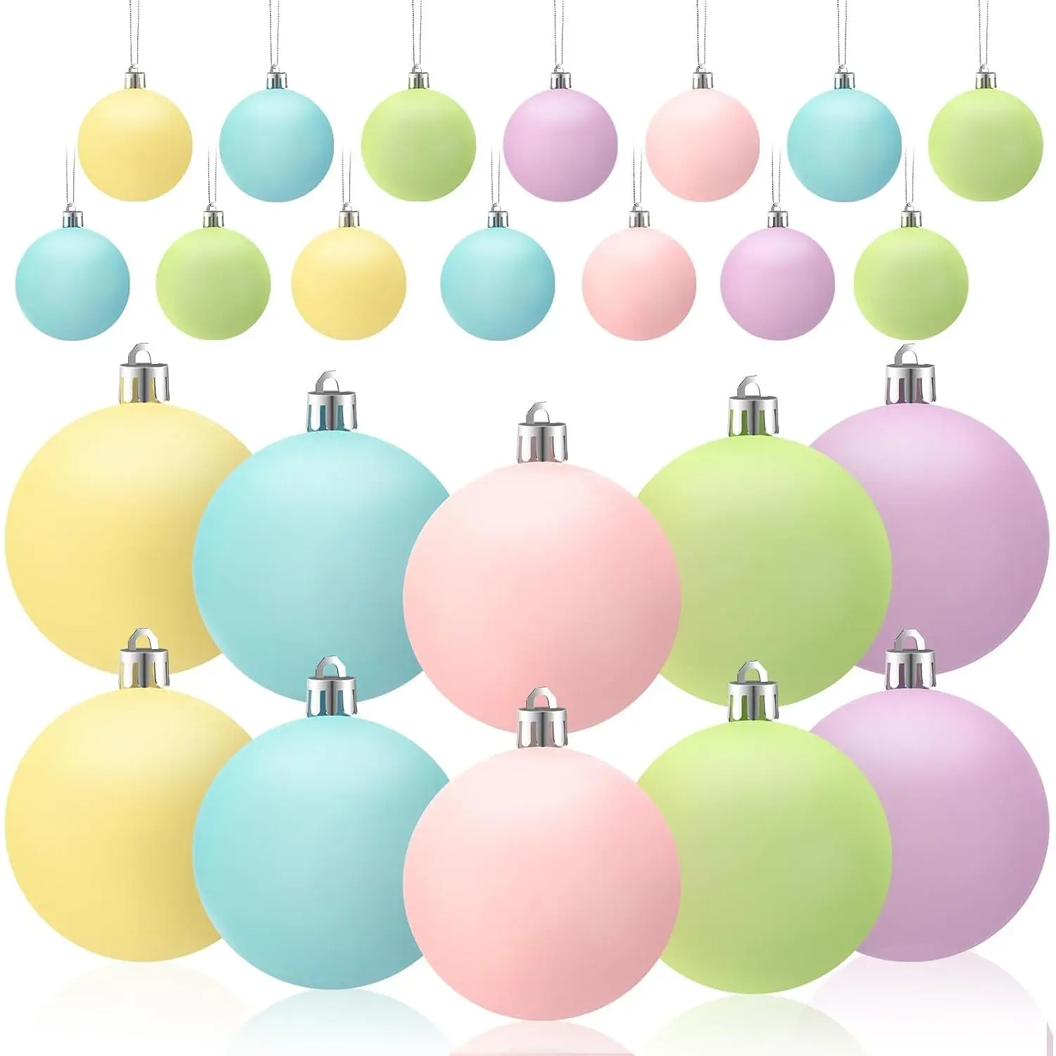 30 count Pastel Christmas Bulbs Ornaments 2.36'' Pastel Candy Christmas Decorations Shatterproof Macaron Xmas Tree Balls  Ornaments  Green Yellow Blue Rainbow Xmas Tree Decor