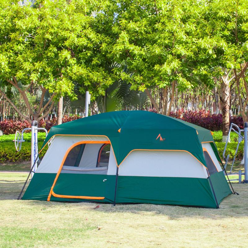 Extra Large Tent 6-10-12-14 Person(a) Family Cabin Tents 2 Rooms 3 Doors And Windows With Mesh Straight Wall Waterproof Double Layer Big For Outdoor Picnic Camping Gathering
