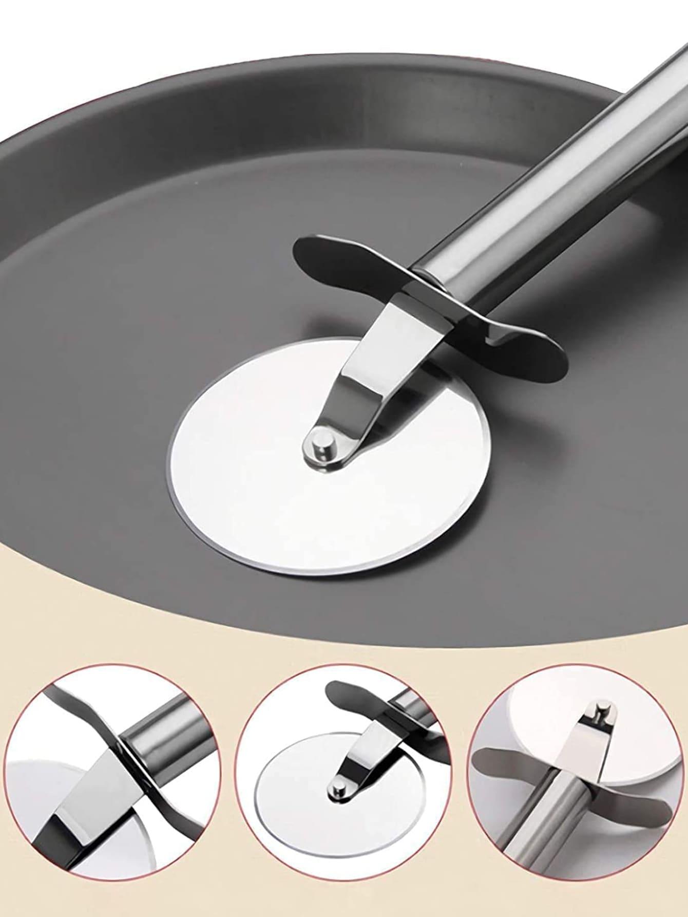 [Stainless Steel Pizza Cutter] Heavy-Duty Stainless Steel Pizza Cutter - Professional Pizza Cutting Wheel with Sharp Blade, Suitable for Home and Commercial Kitchens - for Dough Rolling, Pizza Making, and Baking - Easy-to-Clean Restaurant Pizza Tool with