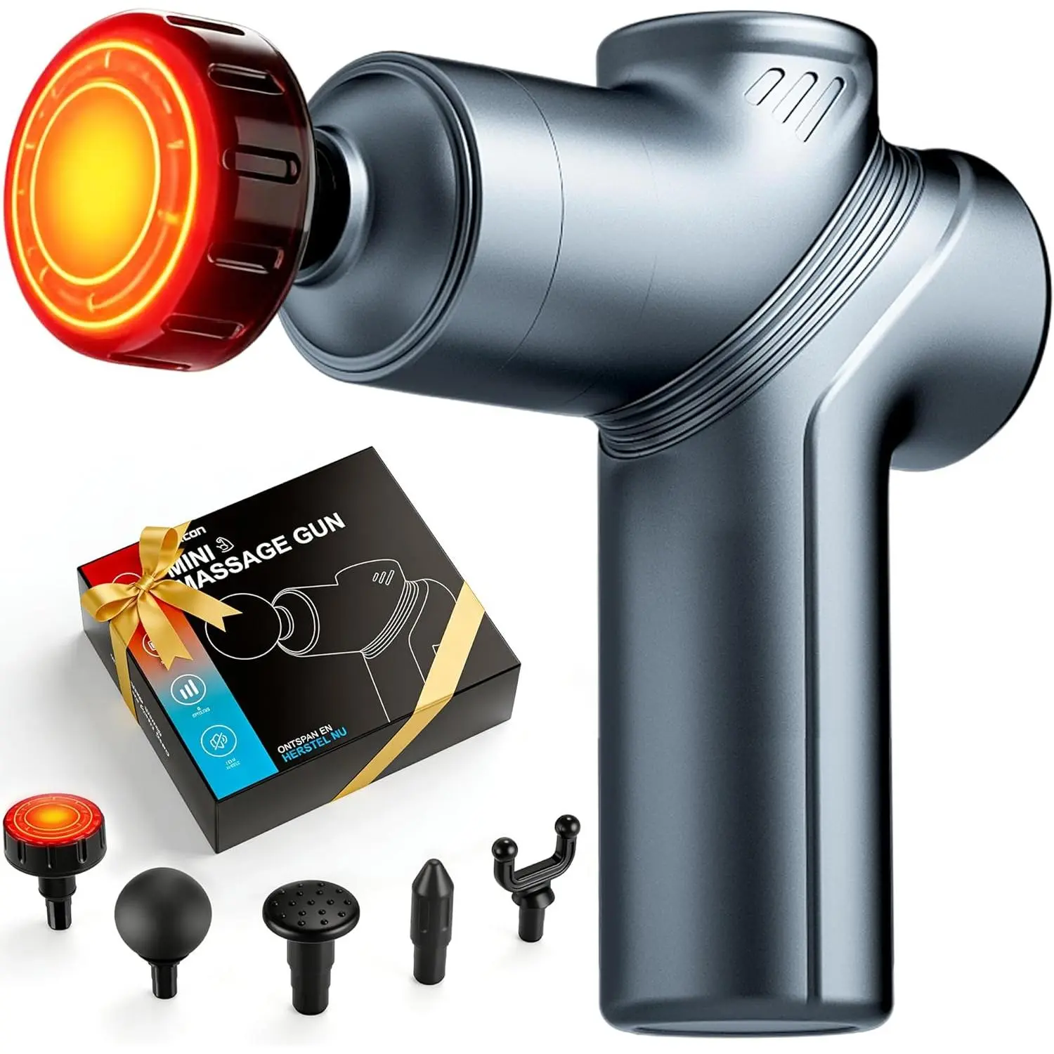 Massage Gun with Heat, Deep Tissue Back Massager for Pain Relief, Mini Muscle Percussion Massage Gun, Birthday Gifts for Men Women Dad Home, Office & Travel, BlueGift.